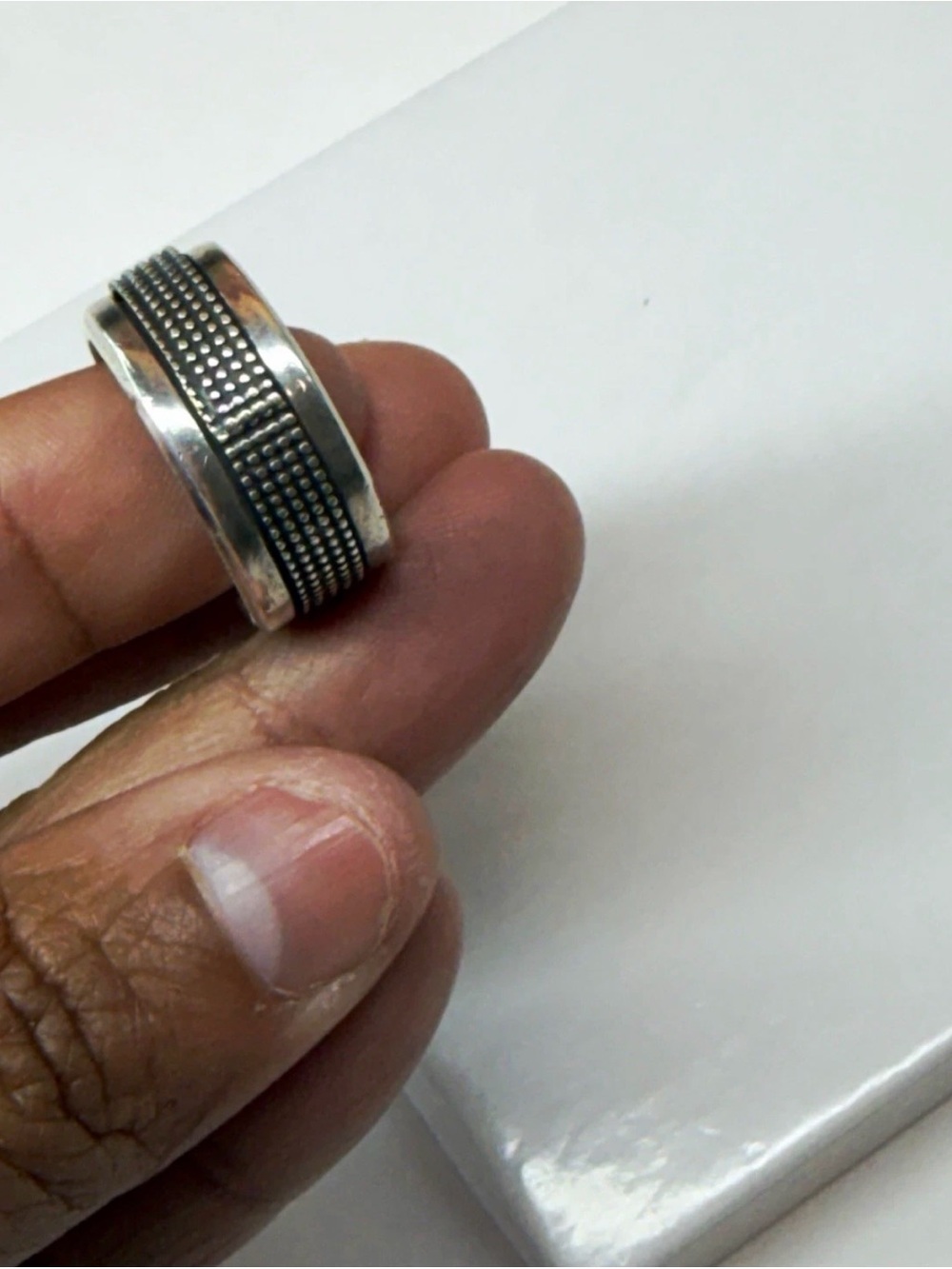 Unique Mexico 925 Sterling Silver Textured Spinner Ring 10.1g Size 10